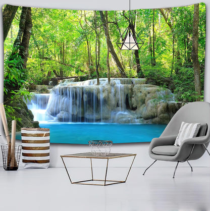 FENDROM Waterfall Tapestry Nature Stone River Forest Scenery Theme Print Landscape Jungle Wall Hanging for Living Room Party Beach Picnic Blankets Tablecloths Wall Decor