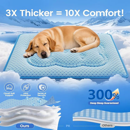 Cat Cooling Mat, Thick Cooling Mat for Dogs with PCM & Thermochromic Tech, Dual-Sided Durable Waterproof Cool Pet Bed Mat for All-Year Use, Q-Max>0.5, Machine Washable, Non-Toxic - S(17" x 23")