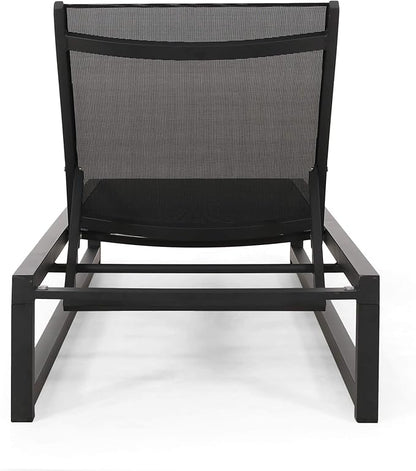 Christopher Knight Home Vivian Outdoor Aluminum Chaise Lounge with Mesh Seating (Set of 2), Black