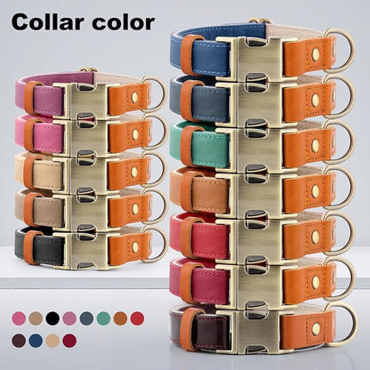 Plutus Pet Genuine Leather & Hemp Dog Collar – Adjustable Heavy Duty Pet Collar with Quick Release Metal Buckle, Soft & Stylish for Puppy and Small, Medium, Large Dogs (Copper Brown, S)