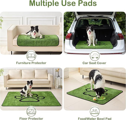 Reusable Dog Pee Pads, Washable Puppy Pads, Leak-Proof 48"x48" 2 Pack | Super Absorbent And Non-Slip Potty Training Pads, Soft Paw Print Plush Design, Ideal For Crates, Couch, Car Seats & Pet Beds