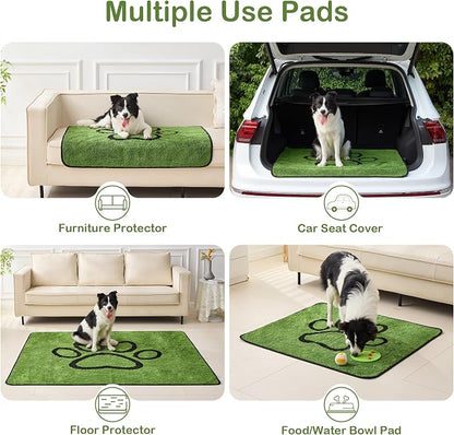 Reusable Dog Pee Pads, Washable Puppy Pads, Leak-Proof 18"x30" 2 Pack | Super Absorbent And Non-Slip Potty Training Pads, Soft Paw Print Plush Design, Ideal For Crates, Couch, Car Seats & Pet Beds