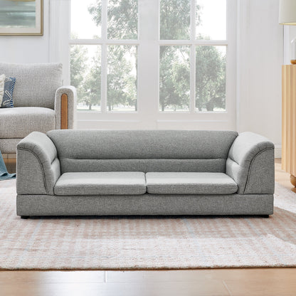 Oversized Pet Sofa, Curved Armrest Rectangular Dog Sofa, Linen Fabric Comfort Pet Couch for Large & Oversized Dogs-LIGHT GREYX