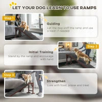 PawHut Dog Ramp For Bed, Pet Ramp For Dogs With Non-Slip Carpet And Top Platform, Brown
