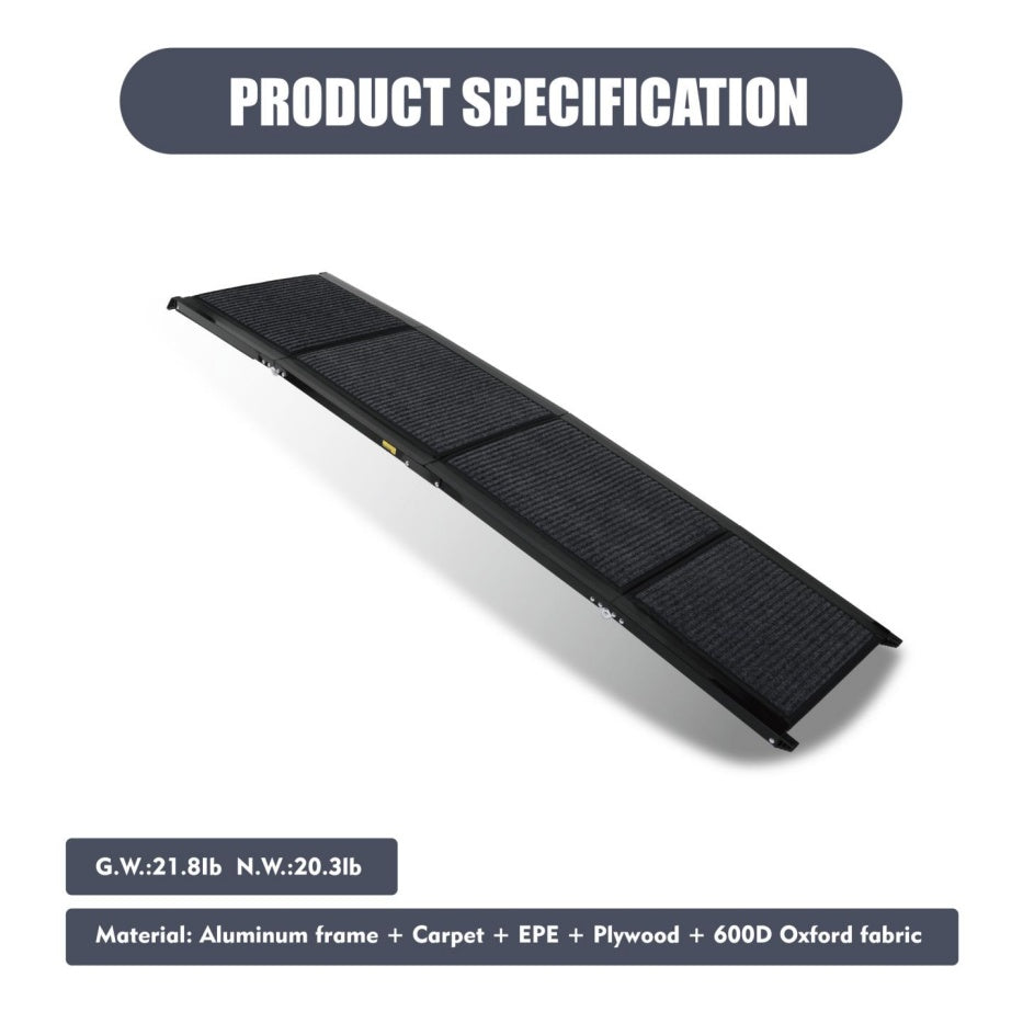 Dog Ramp For Car 71inch Long & 19.3inch Wide Portable Dog Ramps For Large Dogs With Non-Slip Rug Surface Dog Car Ramp For SUV Car & Truck, Folding Dog Ramp Up To 250LBS