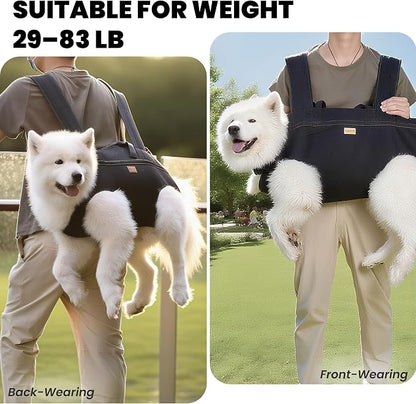 Dog Lift Harness Backpack Carrier for Large Dogs, Full Body Sling with Handle, Dog Harness for Joint Injuries, Arthritis, Ideal for Stairs, Elderly Dogs (XXX-Large 66-83LBS)