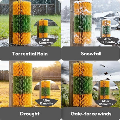 Livestock Scratching Brush 2 Pack for Cattle, Horses and Goats, Bendable Cow Scratcher, Goat Scratching Post and Horse Scratcher with Durable Nylon Bristles and 8 Stainless Steel Screws