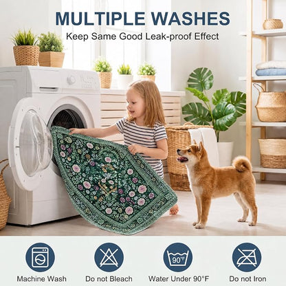Washable Pee Pads for Dogs,Great Urine Absorbent Reusable Puppy Training Pads,Waterproof,Leak-Proof & Non-Slip Potty Pads for Whelping,Crate,Playpen,Bed.(Midnight Garden Floral,18"x24")