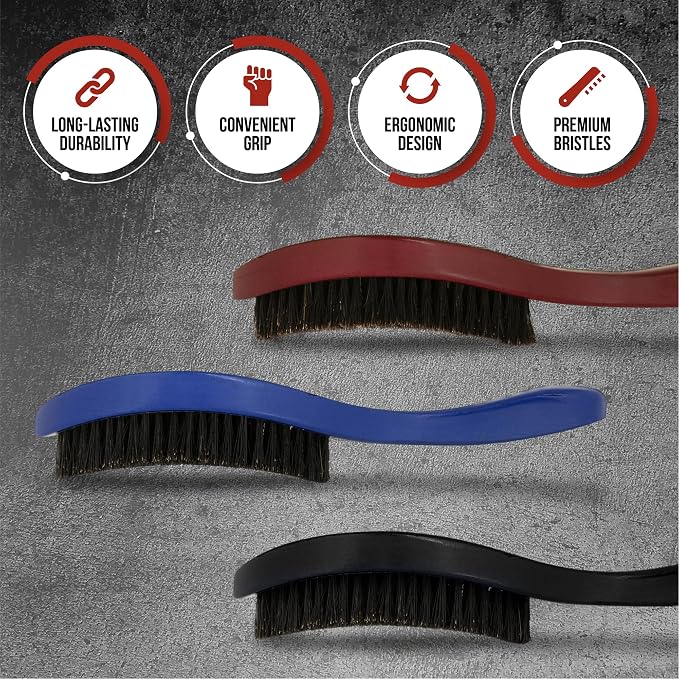 Roman-T Men's 360 Wave Brush Set - Three Handle Brushes for 360 Waves (Soft, Medium & Hard) - Grooming Gift Set