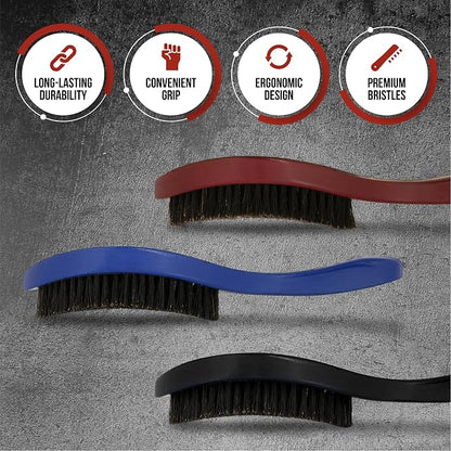 Roman-T Men's 360 Wave Brush Set - Three Handle Brushes for 360 Waves (Soft, Medium & Hard) - Grooming Gift Set
