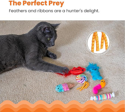 Catstages Kitty Sweet Treats, 6-Pack Catnip Plush Toys with Crinkle & Feathers, Multicolored