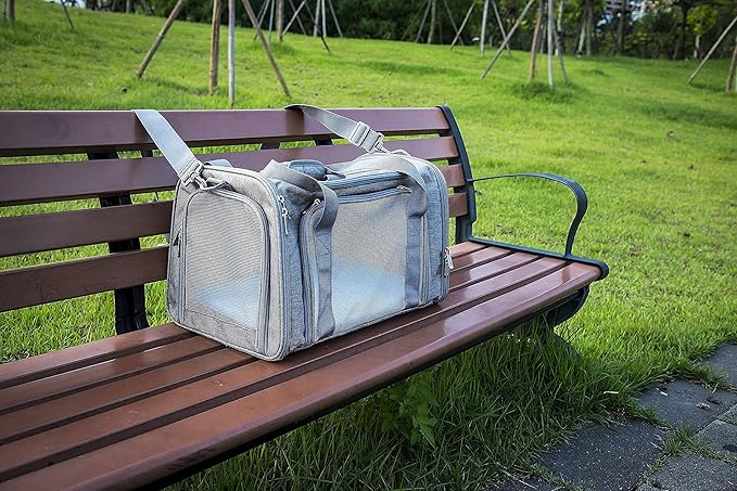 Soft Sided Carrier for Small Medium Cats Dogs,Removable Pad Collapsible Travel Pet Carrier Large Grey