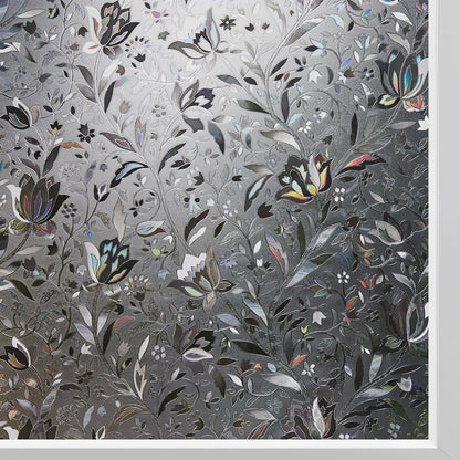 Kromapolis Window Film, Window Privacy Film Frosted, Vinyl Glass Covering, Stained Glass Decorative Film, Static Window Clings, Non-Adhesive (Grayish Black, 11.8 x 157.4 inch)