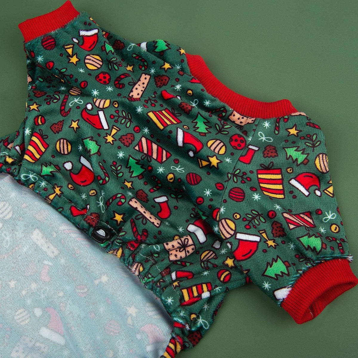 CuteBone Dog Christmas Pajamas Puppy Onesies Small Dogs Soft Pjs Coat Cat Apparel Comfy Pet Clothes Outfit Doggie Bodysuit P111M