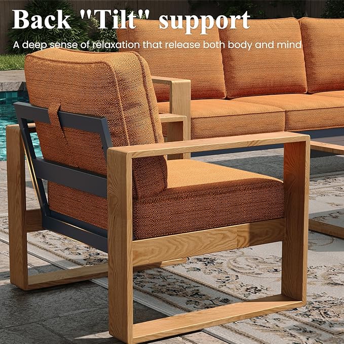 LayinSun 5 Pieces Aluminum Patio Furniture Set with Coffee Table, Oversized Seat with Hight Back, Outdoor Conversation Sets for Porch, Balcony, Deck