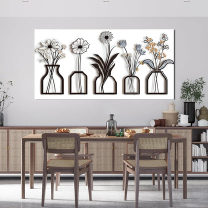 Canvas Wall Art Decor Modern Black and White Wall Art Decoratiions Abstract White Flower Wall Art Prints Minimalist Art Work for Wall Decor Pictures for Living Room Home Office Decor 24" X 48"