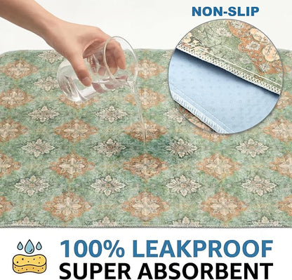 Washable Pee Pads for Dogs,Great Urine Absorbent Reusable Puppy Training Pads,Waterproof,Leak-Proof & Non-Slip Potty Pads for Whelping,Crate,Playpen,Bed.(Green Floral Flat,36"x36")