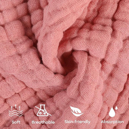Yoofoss Muslin Baby Washcloths 100% Organic Cotton Face Towels 10 Pack Wash Cloths for Baby 12x12in Soft and Absorbent Baby Wipes (Gradient Pink)