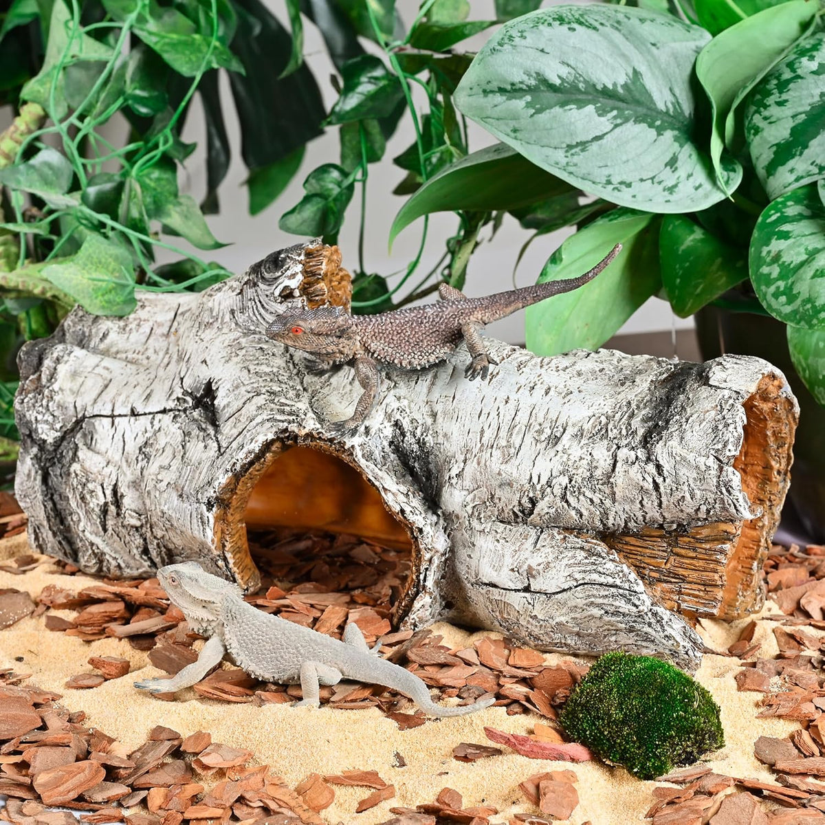 Reptile Hide Caves Simulation Tree Hideout, Hideout Shelter Sleep Cave is Decorated for Arboreal Reptile, Snake, Leopard Gecko, Lizard, Salamander, Hermit Crab Aquarium