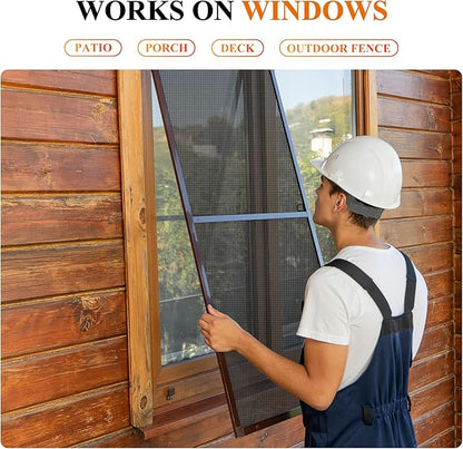 MAGZO Pet Proof Window&Door Screen Replacement Mesh, 48" W x 99" L, Best Vinyl Coated Polyester Dog Cat Resistant Heavy Duty, Net Netting Curtain Wire Roll Repair Kit for Patio/Porch/Sliding, Black