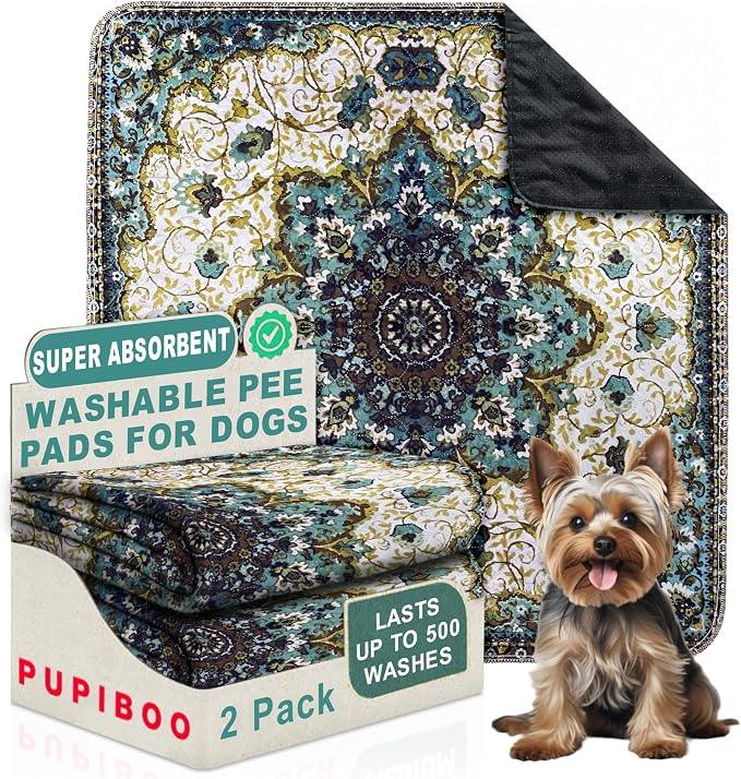 PUPIBOO Washable Pee Pads for Dogs and Cats - Super Absorbent Reusable Puppy Training Pads - 100% Waterproof, Leak-Proof & Non-Slip Whelping Pads for Pet Housebreaking