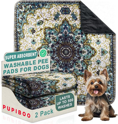 PUPIBOO Washable Pee Pads for Dogs and Cats - Super Absorbent Reusable Puppy Training Pads - 100% Waterproof, Leak-Proof & Non-Slip Whelping Pads for Pet Housebreaking