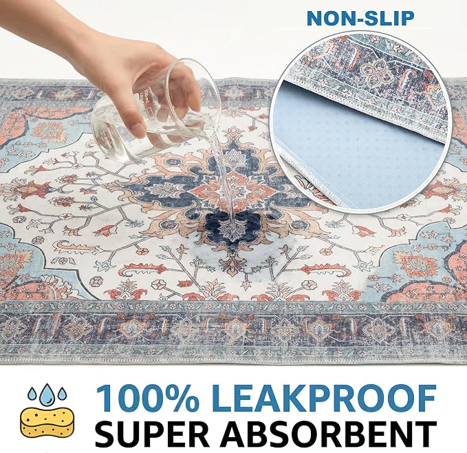 Washable Pee Pads for Dogs,Great Urine Absorbent Reusable Puppy Training Pads,Waterproof,Leak-Proof & Non-Slip Potty Pads for Whelping,Crate,Playpen,Bed.(Blue Floral,36"x72")