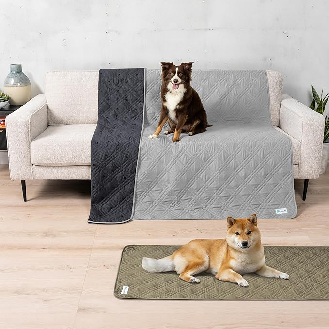 PetAmi Waterproof Bed Cover for Dogs, Pet Blanket Couch Cover, Reversible Furniture Cover Sofa Protector for Pet Cat Bed, Washable Dog Blanket for Seat, 68x82 Light Gray
