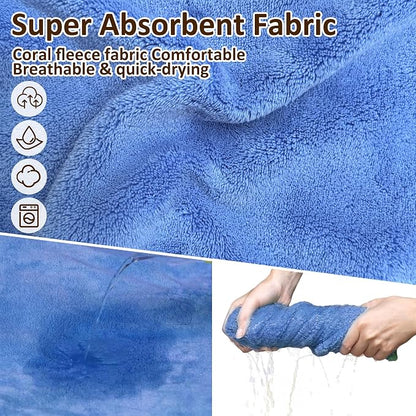Soft Dog Bathrobe Fast Drying Dog Coat, Super Absorbent Dog Towels for After Bath, Microfiber Pet Robe Adjustable Collar & Belly Warm Keeping Dogs Coat for Pet Dogs & Cats (Blue, Large)