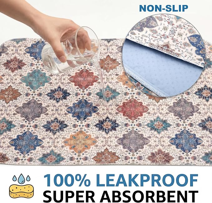 Washable Pee Pads for Dogs and Cats,Great Urine Absorbent Reusable Puppy Training Pads,Waterproof,Leak-Proof & Non-Slip Cat Litter Box Mat for Whelping,Crate,Playpen,Bed.(Colorful Day,18"x28")