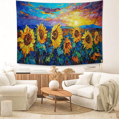 yowecso Sunflower Tapestry Sunset Flower Field Tapestry Wall Hanging for Bedroom Sunflower Tapestries Aesthetic Wall Decor for Home Dorm Living Room 40"x60"