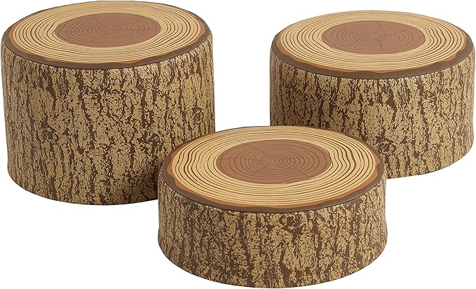 ECR4Kids SoftZone Tree Stump Stool Set, Flexible Seating, Chocolate, 3-Piece