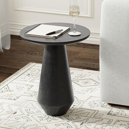SIMPLIHOME Gloria Metal Side Table - 16 inch Wide Solid Metal Round Cast Aluminum Accent Table in Graphite, Contemporary End Table for Living Room with Powder-Coated Finish, Assembled