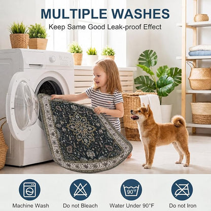 Washable Pee Pads for Dogs,Great Urine Absorbent Reusable Puppy Training Pads,Waterproof,Leak-Proof & Non-Slip Potty Pads for Whelping,Crate,Playpen,Bed.(Black Floral,48"x48")