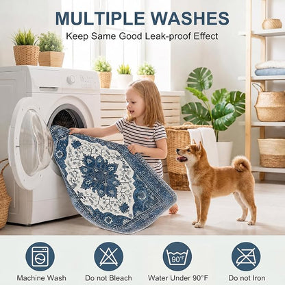 Washable Pee Pads for Dogs,Great Urine Absorbent Reusable Puppy Training Pads,Waterproof,Leak-Proof & Non-Slip Potty Pads for Whelping,Crate,Playpen,Bed.(Dark Navy Floral,72"x72")