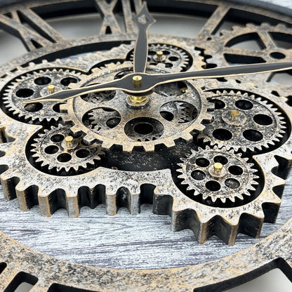 HOIBAI Wall Clock, Clocks for Living Room Decor 20 Inch Big Moving Gears Clock Farmhouse Vintage Rustic Wall Clock for Home Bedroom House Kitchen Wall Decor