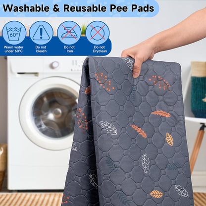 Sunheir Washable Pee Pads for Dogs Extra Large 48" x 60" 2-Pack, Reusable Puppy Pads Pet Training Pads for Dog Playpen Indoor, Waterproof Dog Pee Pads for Puppy Playpen, Whelping Pad - Deep Grey