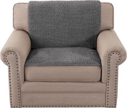 H.VERSAILTEX Plush Chenille Couch Armrest Cover 2 Packs Thick and Soft Sofa Covers Furniture Protector Cover for Pets (27.5" x 27.5", Grey)