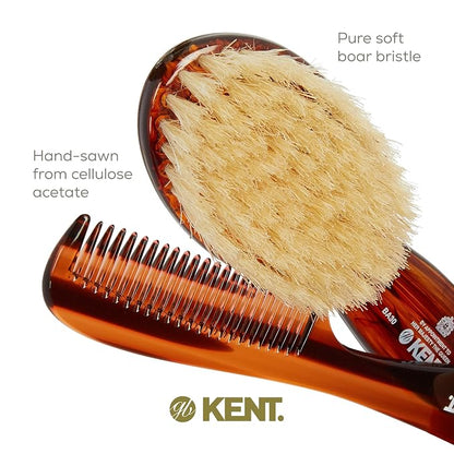 Kent BA30 Cradle Cap Baby Hair Brush with Ultra Soft Natural Bristles and Smooth Cradle Cap Comb, Baby Essentials for Newborn Hair Brush and Baby Comb