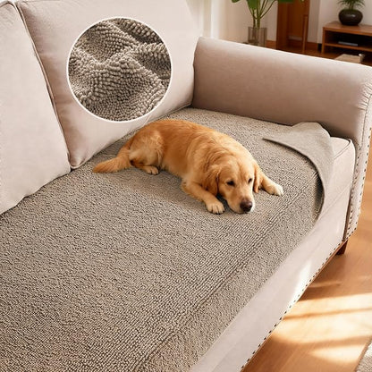 H.VERSAILTEX Non Slip Pet Couch Cover Chenille Dog Bed Protector Thick Soft Sofa Slipcover Pet Friendly Washable Couch Cushion Covers for Pets (30" x 53", Sand)