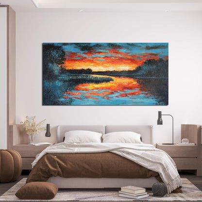Canvas Wall Art for Living Room Artwork for Walls Nature Landscape Wall Art Decor Canvas Modern Art Wall Decor Sunset Forest Wall Art Decor Prints Art Work for Home Office Kitchen Wall Decor 20" X 40"
