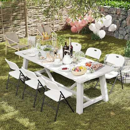 4 Pack Folding Chair, 800 Weight Limit Heavy Duty Plastic Folding Chair Portable Seating for Indoor Outdoor Events, Wedding, Party, Restaurant, Meeting Room White