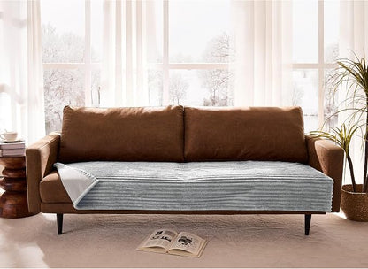 Waterproof Dual Non-Slip Couch Cover for Dogs, Fuzzy Soft Pet Couch Covers for 2 Cushion Sofa loveseat, Pet Friendly Soft Dog Bed Covers Sofa Cover Washable (Seagull Gray, 33" x 62" 1 Pack)