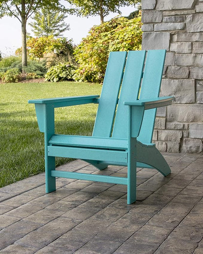 POLYWOOD AD420PB Modern Adirondack Chair, Pacific Blue, Durable High Density Polyethylene Construction, Easy Assembly, Waterproof, Comfortable Contoured Seat