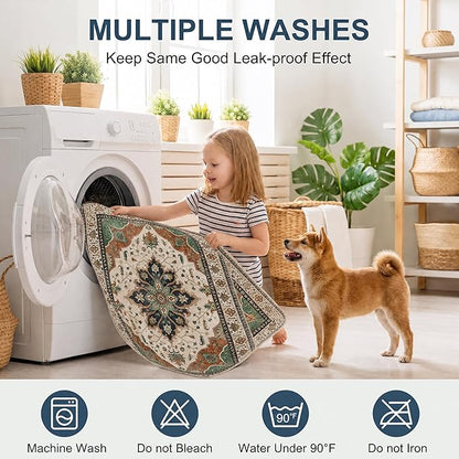 4PACK Washable Pee Pads for Dogs,Great Urine Absorbent Reusable Puppy Training Pads,Waterproof,Leak-Proof & Non-Slip Potty Pads for Whelping,Crate,Playpen,Bed.(Dark Teal Floral,18"x24")