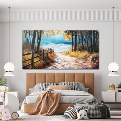 Canvas Wall Art Decor Artwork for Walls Large Coastal Beach Wall Art for Living Room Nature Landscape Forest Wall Art Decor Canvas Modern Art Wall Decor Prints for Home Office Room Wall Decor 29"X58"