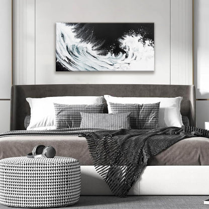 TAIJXAGSG Black And White Abstract Wall Art Painting Canvas Art Wall Decor 20x40 Inch Decorations White Ocean Waves Wall Art Canvas Abstract Art Picture For Bedroom Kitchen Office Home Decor