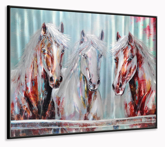 Yihui Arts Modern Contemporary 3D Aluminum Horse Metal Wall Art Sculpture for Home Decor
