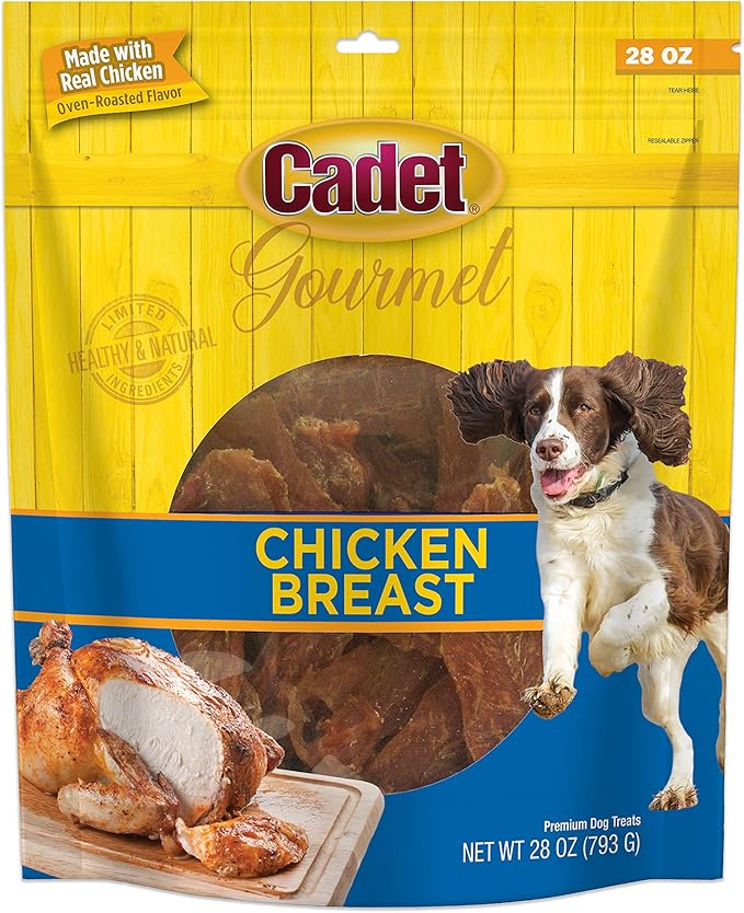 Cadet Gourmet Chicken Breast Dog Treats - Healthy & Natural Chicken Dog Training Treats for Small & Large Dogs - Inspected & Tested in USA (28 oz.)