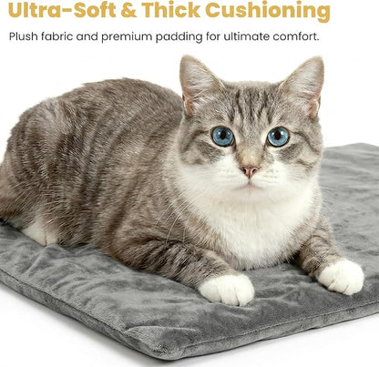 Cat Heating Pad, Heated Cat Bed with 5 Heat Levels, Timer & Auto Shut-Off, Waterproof Warmer with Thick Fleece Cover, Chew-Resistant Cord, for Indoor & Sheltered Outdoor Use (Gray, Small)